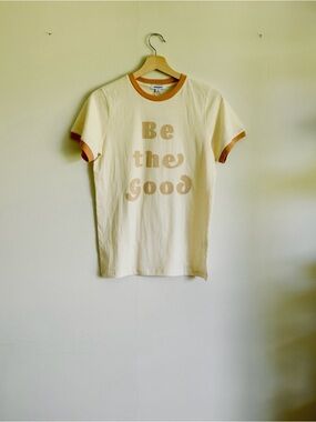 NWT Polished Prints Organic Cotton Graphic Ringer Tee | Be the Good | Small